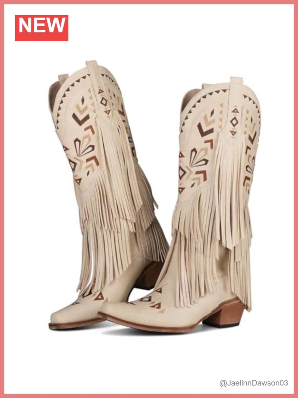 Women's Knee High Fringe Cowgirl Boots Pointed Toe Block Heel Western